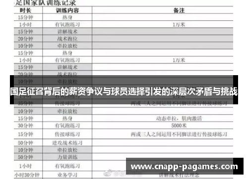 国足征召背后的薪资争议与球员选择引发的深层次矛盾与挑战