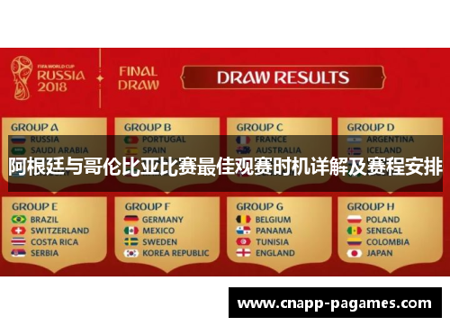 阿根廷与哥伦比亚比赛最佳观赛时机详解及赛程安排